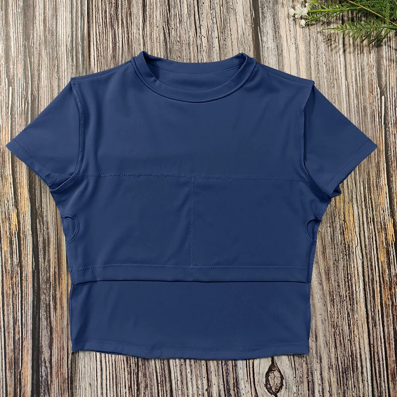 2 Pieces Women Yoga Set Workout Sportswear Gym Clothing Fitness Short Sleeve Crop Top High Waist Leggings Sport Suits