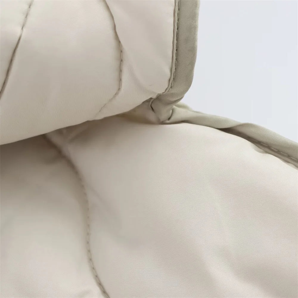 Autumn/Winter New Product Fashion Casual Women's Round Neck Curled Edge Long Sleeve Zipper Cotton Jacket Coat