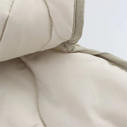 Autumn/Winter New Product Fashion Casual Women's Round Neck Curled Edge Long Sleeve Zipper Cotton Jacket Coat