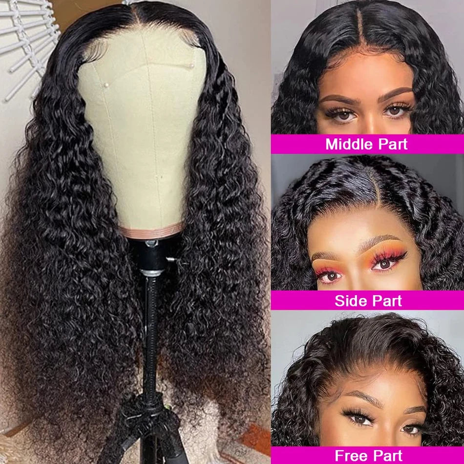 Kinky Curly 13x4 Lace Front Human Hair Wigs For Women 30 inch Indian Deep Curly Lace Frontal Wig Wet And Wavy Lace Closure Wigs