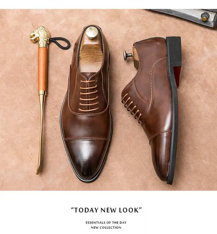 Men's Red Sole Oxford Shoes Business Office  Breathable Lace-up Shoes for Men  Chaussure Homme