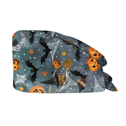 Halloween Scrub Cap Printed Adjustable Cotton Beauty Salon Surgeon Dental Clinic Nursing Hat Women Men Surgical Caps Wholesale