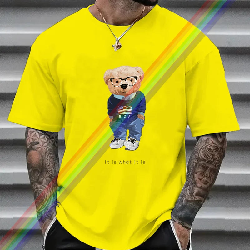 2024 Women Men T Shirt High-quality 100% Cotton T-Shirt Bear Print Streetwear Brand Casual Clothing Summer Big Size Fashion Tops