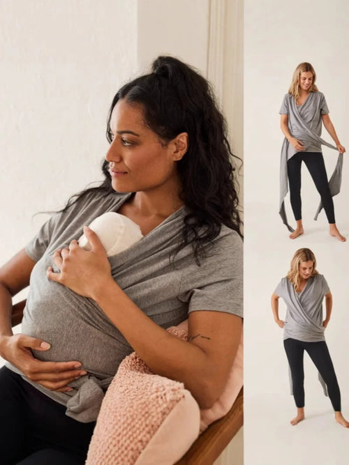 Pregnant Woman Tops Safety Kangaroo Baby Carrier Clothes Summer Mother Father Babysitting Feeding Parenting Nursing T-Shirt