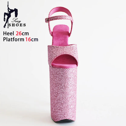 Pink Shiny Women Sandals 26CM/10Inchs High Heels Ultrahigh Heel Stripper Slippers Pole Dance Shoes Party Stage Show Sandals