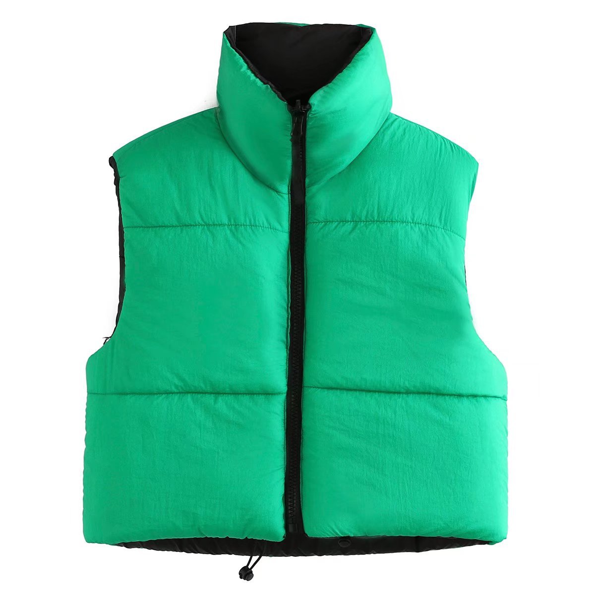 Fall Winter Warm Cropped Vest Jackets for Women Fashion Sleeveless Stand Collar Zip Up Puffer Waistcoat Street Style Outwear
