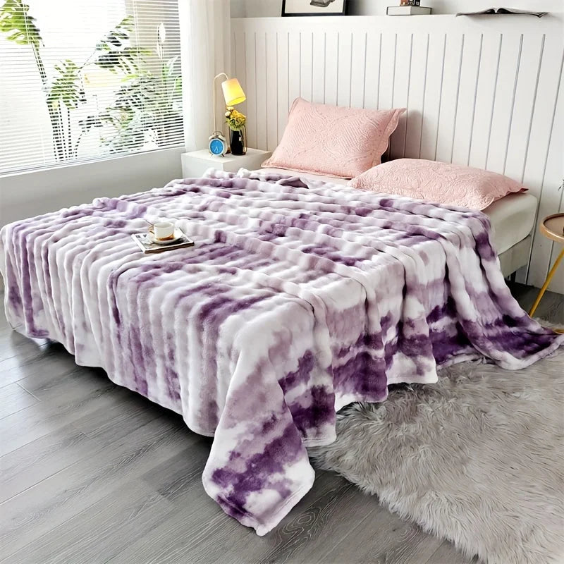 Luxurious Faux Rabbit Fur Bed Blanket - Soft, Thick, and Warm  Throw  All Seasons, Versatile for Sofa, Shawl, Travel, and Gifts