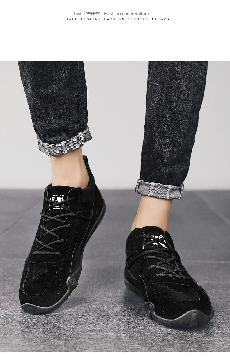 Ankle Boots For Men 2026 Spring Man Casual Sneakers Non Slip Khaki Work Mens Shoe Short Boots Loafers Lace Up Zapatillas Hombre