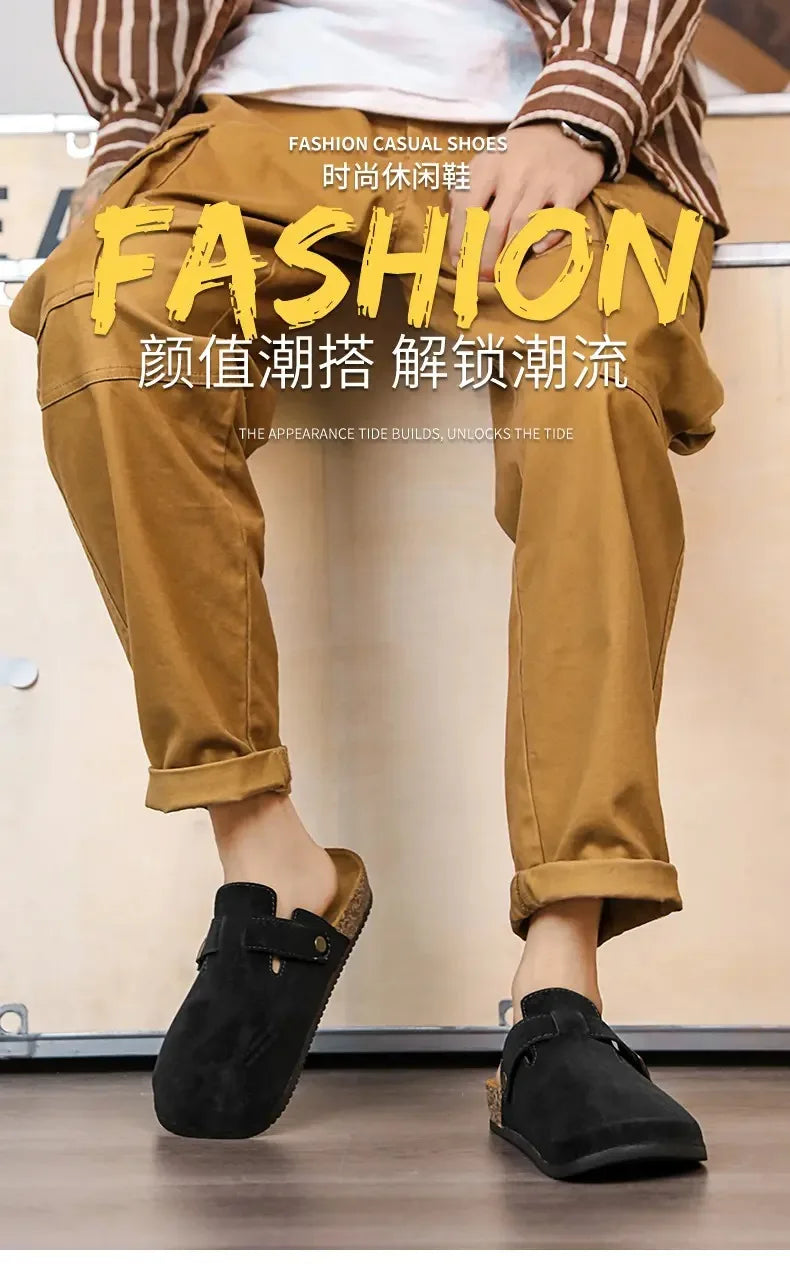 Couple Cork Clogs Slippers Fashion Soft Footbed Suede Beach Slides With Arch Support Girls Outdoor Muller Shoes womens sandals