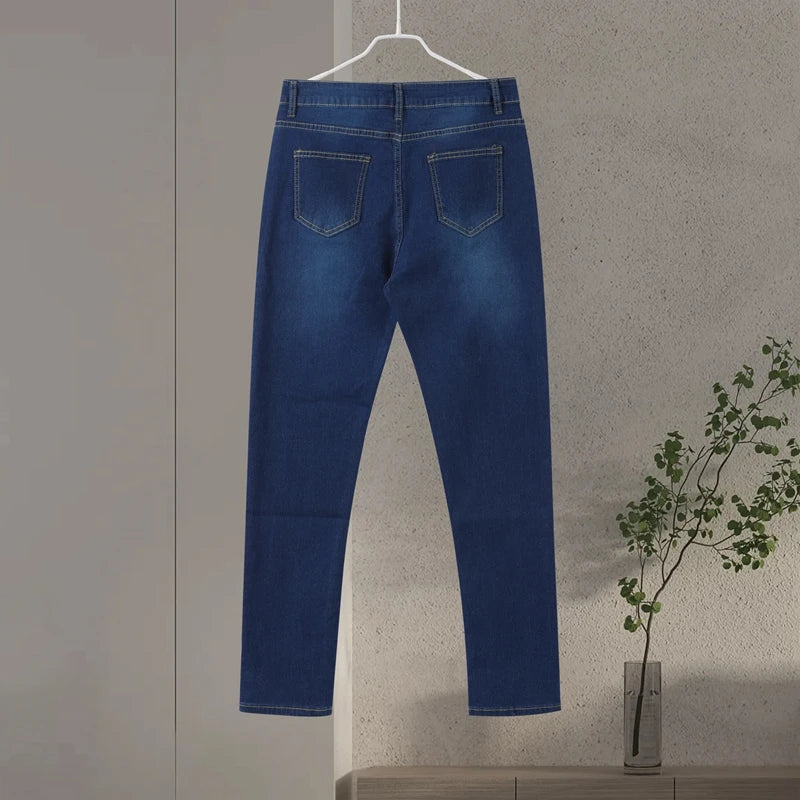 Fashion Skinny Pencil Pants Women's Casual Slim High Waist Straight Leg Denim Pants 2025 & 2026 Autumn New Lady High Street Trousers