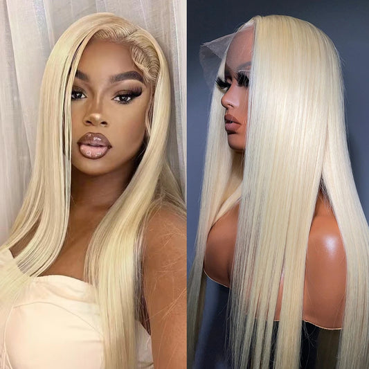 Blonde Long Straight Synthetic Wig Middle Part Women Daily 613 Blond Hair Lace Front Wigs Party Use Golden Blonde Straight Hair#