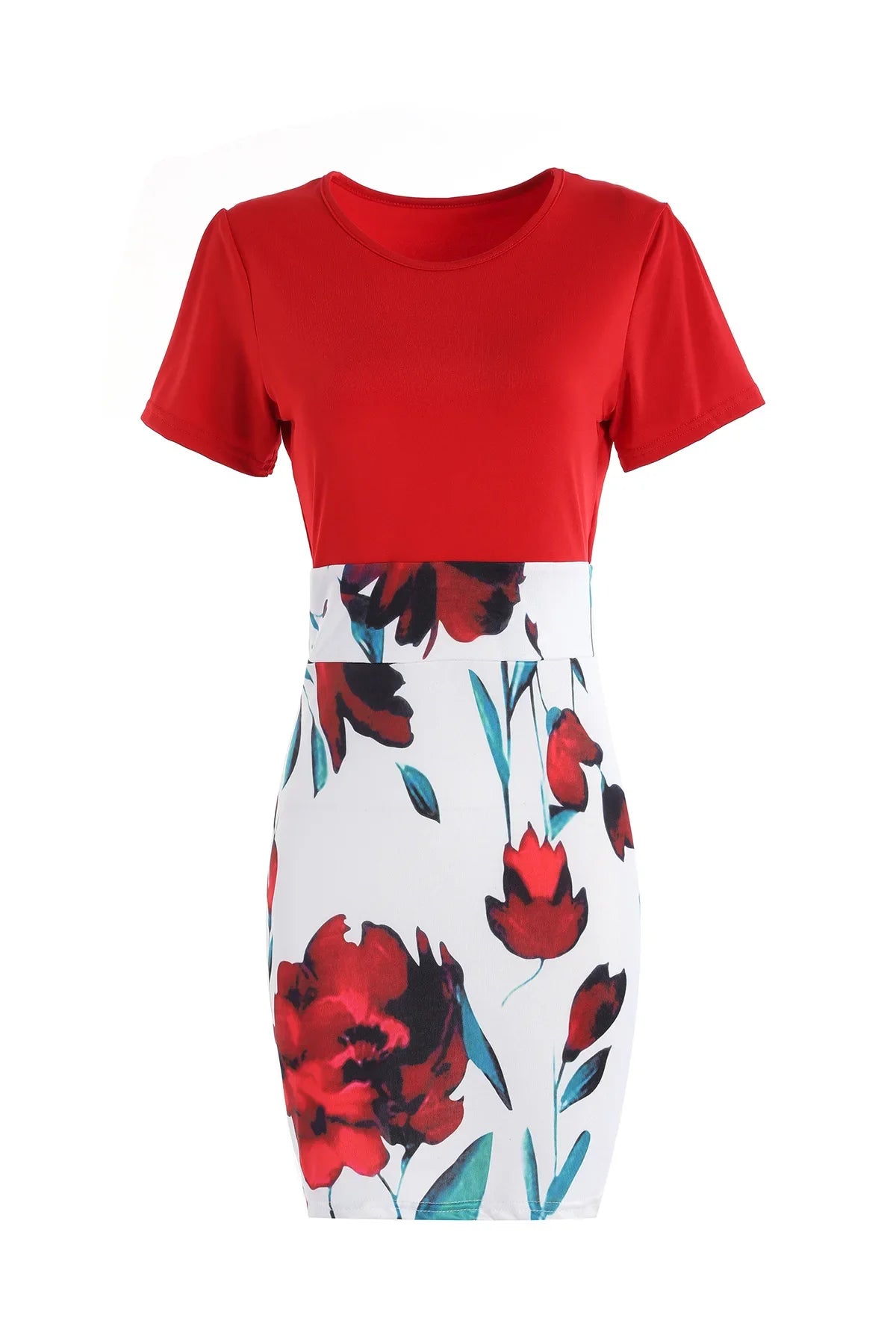 Women's Color Block Bodycon Mini Skirt - Sexy High Waist Floral Print Short Skirt, Tight Clubwear for Party/Night Out