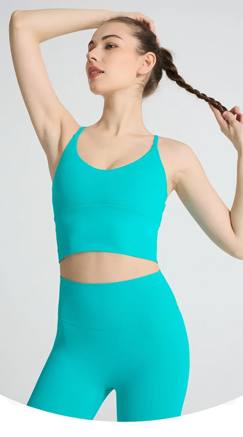 2-piece Yoga Suit Women Sportswear Fitness Set Cross back Yoga Tops A High Waist Leggings Pilates Fitness Sports Clothing👚👚