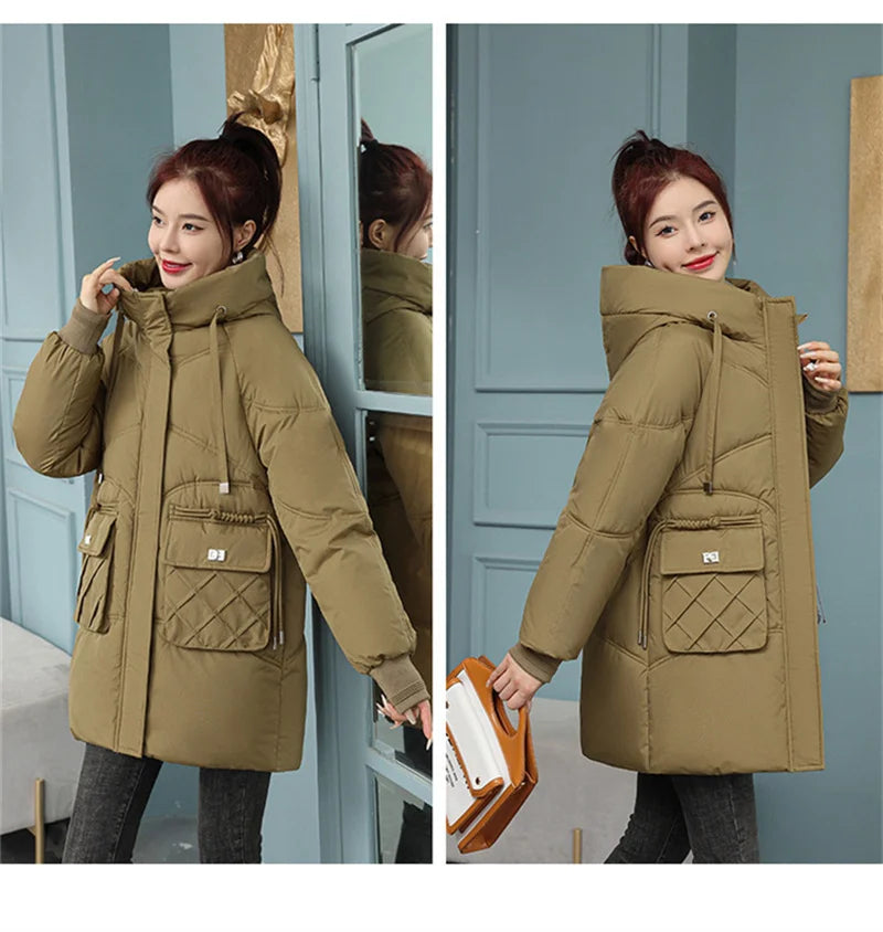 New Winter Women Jacket Coats Long Parkas Female Down Cotton Hooded Overcoat Thick Warm Jackets Windproof Female Outerwear
