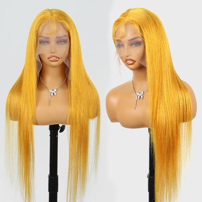 13x6 Straight Yellow HD Lace Frontal Human Hair Wigs 36 Inch 250 Density 13x4 Brazilian Pre Plucked Colored Lace Front Hair Wig