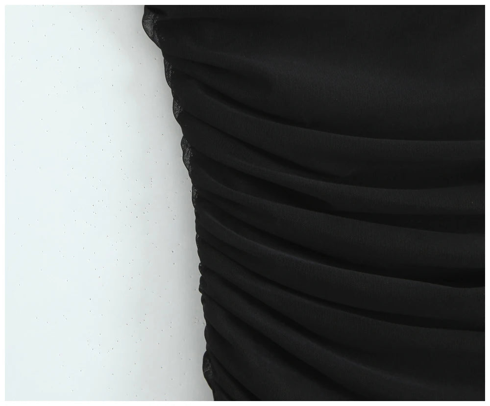 Womens Dress Mesh Ruched Slim Fit Long Spaghetti Strap Elegant Dress Must Have For Elegant Parties And Evening Banquets