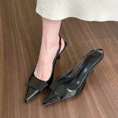 Fashion Square Buckle Pointed Toe Sandals Pumps for Women Temperament New Summer Desiger Slingback High Heels Shoes Office Dress