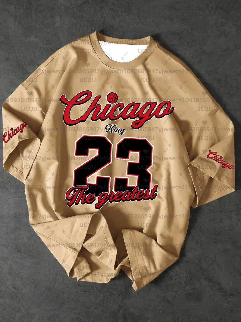 Men's Sports Jersey Chicago NO.23 Print Short Sleeve T-Shirt Summer Graphic Tee Jerseys Plus Size Women's Sport T-Shirt Tops