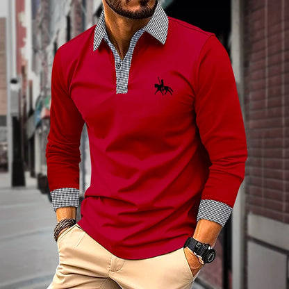 Spring and Autumn Men's Long Sleeve Polo Shirt Classic Business Office T-shirt Male Street Casual Fashion Solid Color Top