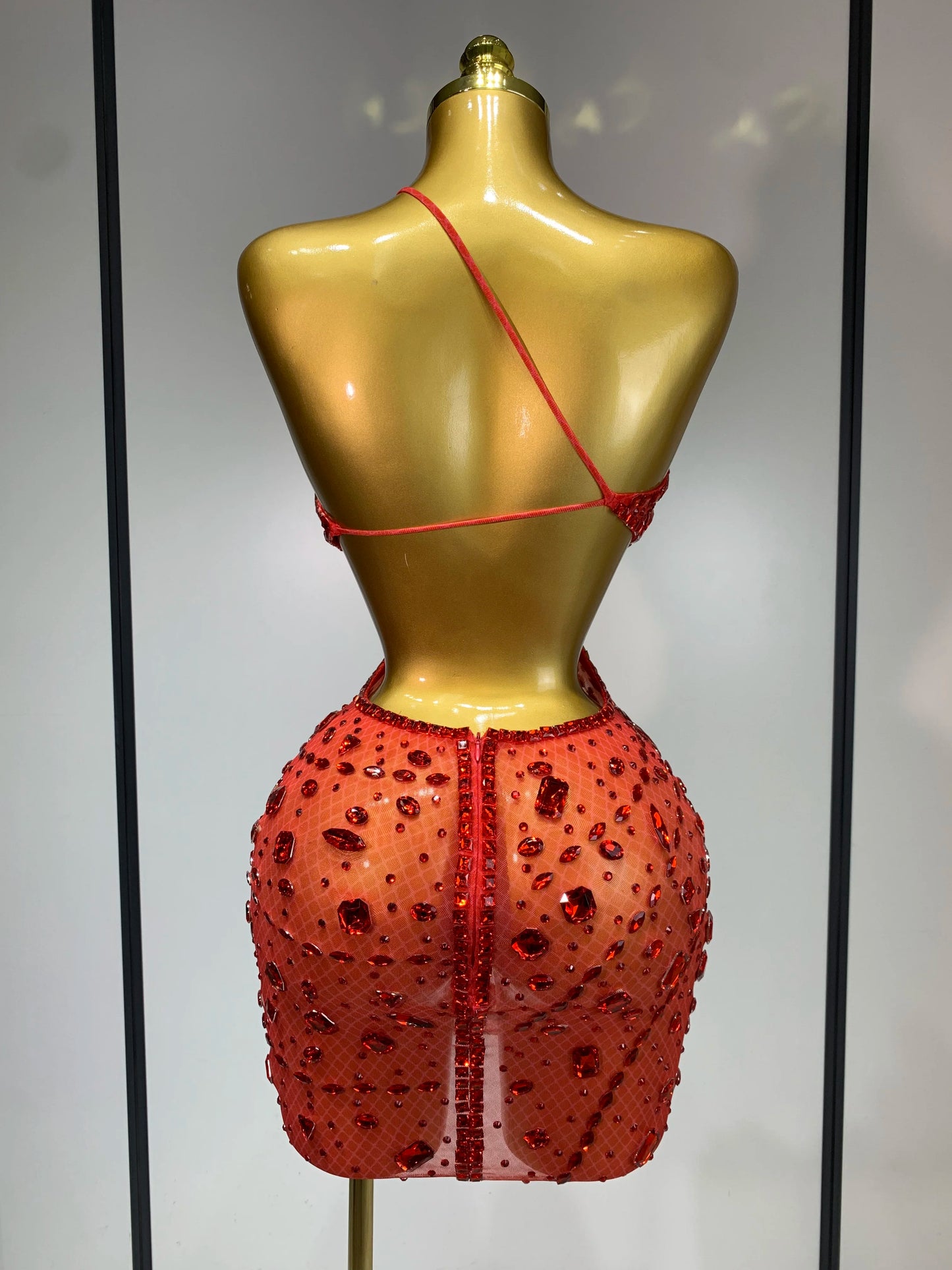 Sexy Sparkly Diamond Backless Short Dress 2025 Women Sleeveless Mesh See Through Evening Birthday Gown Singer Stage Outfit