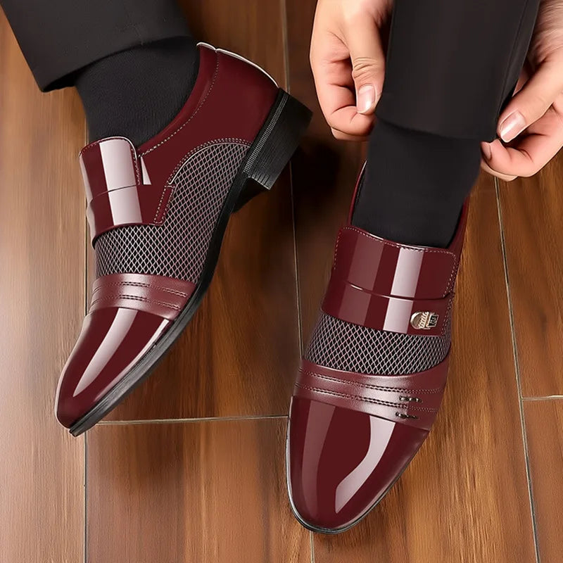 Men's Dress Shoes Pointed Toe Oxfords Classic Business Men Leather Shoes Slip on Wedding Casual Shoes Office Comfortable Loafers