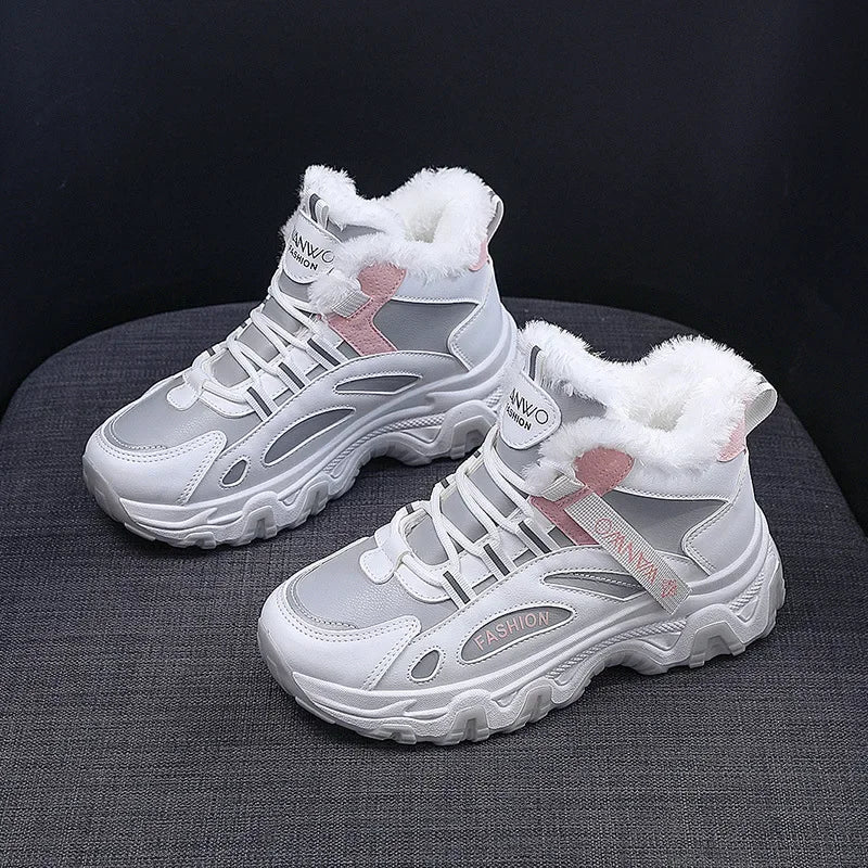 Women's Casual Sneakers Non Slip Comfortable Sports Shoes Women Winter Outdoor Vulcanized Shoes Woman Fleece Walking Trainers