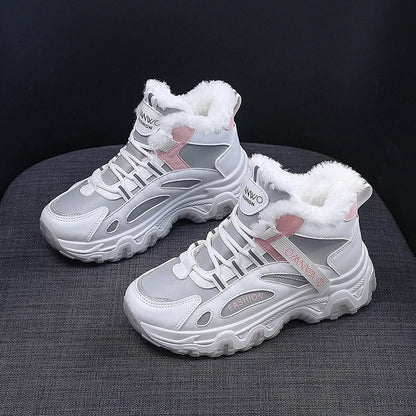 Women's Casual Sneakers Non Slip Comfortable Sports Shoes Women Winter Outdoor Vulcanized Shoes Woman Fleece Walking Trainers