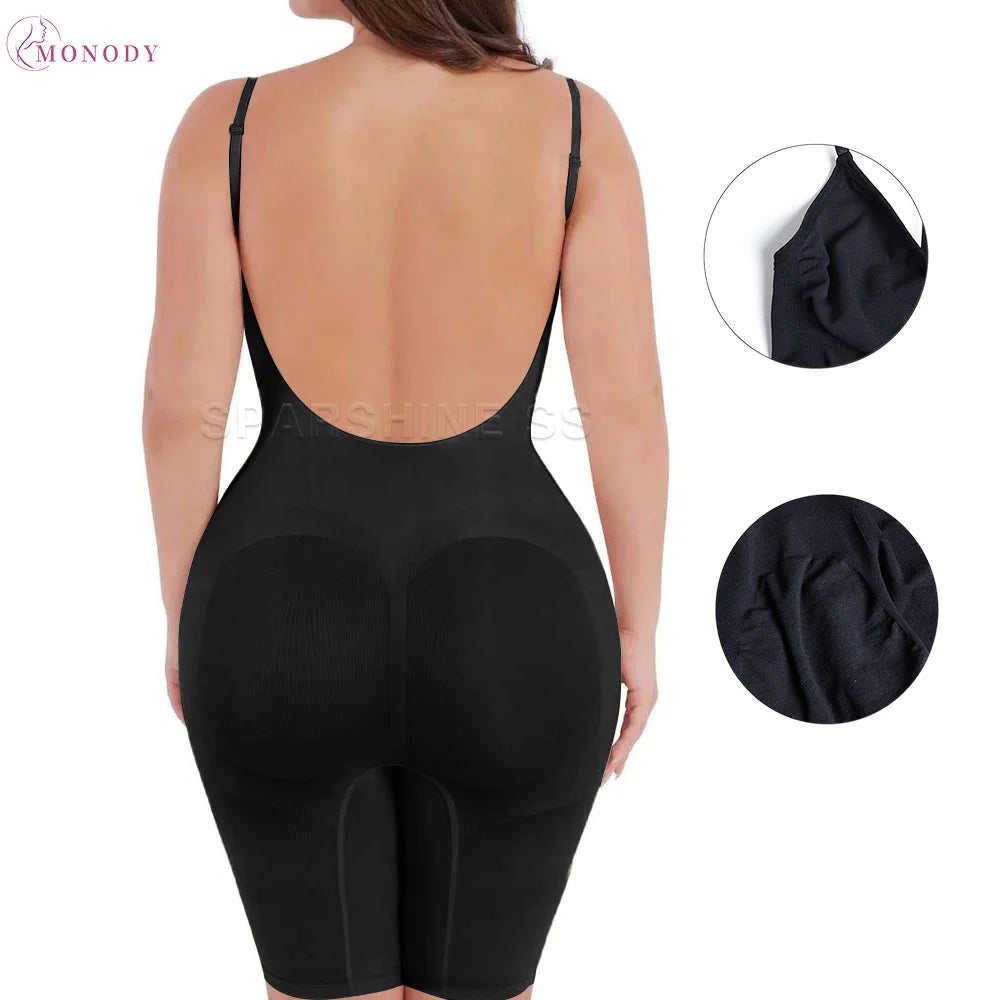 Seamless Backless Body Shaper Tummy Control Shapewear Mid-Thigh Slimming Bodysuit for Women Postpartum Waist Trainer Corset