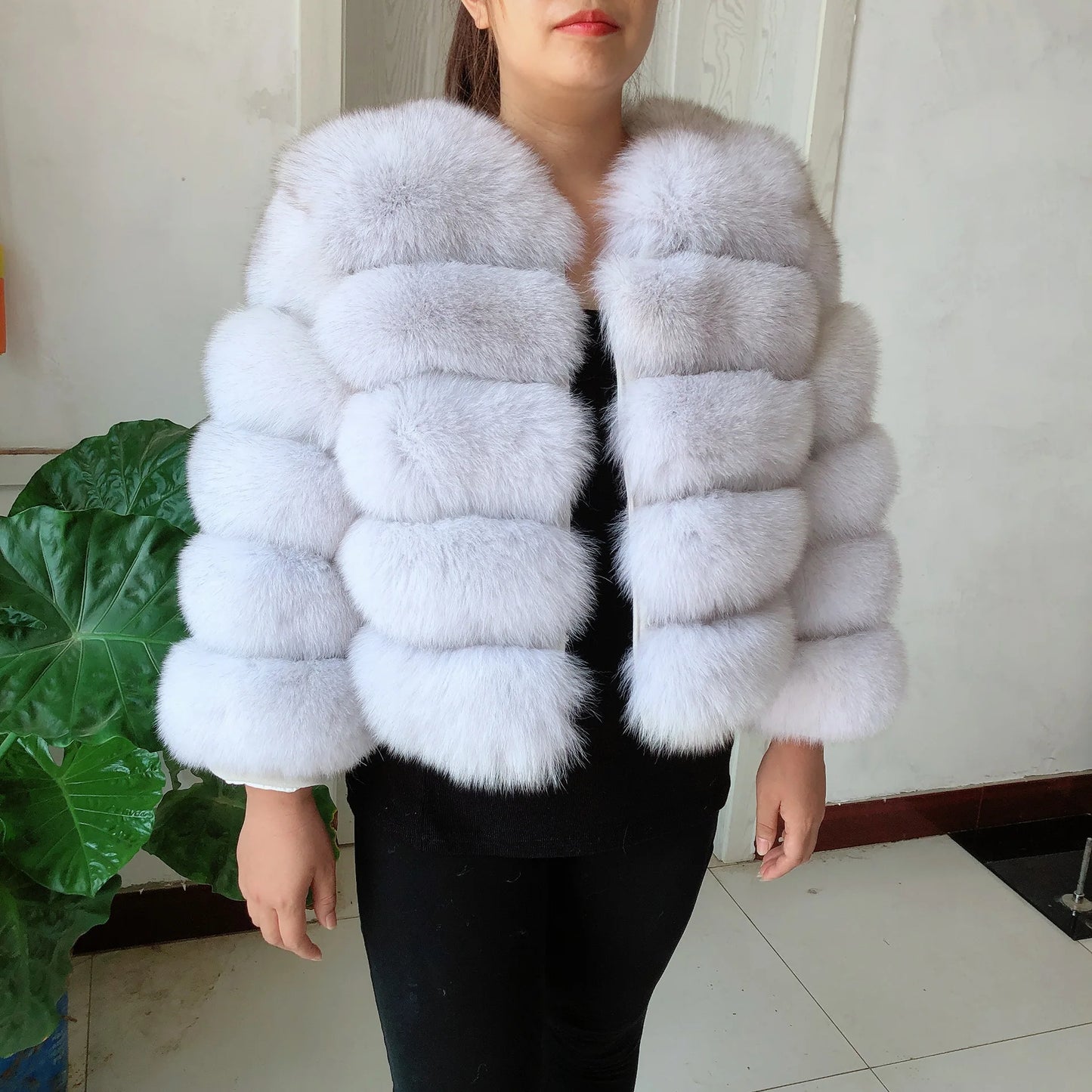 New Real fox fur coat women's winter warm 100% natural fur jacket Short Raccoon fur coat women's  high quality hot sale