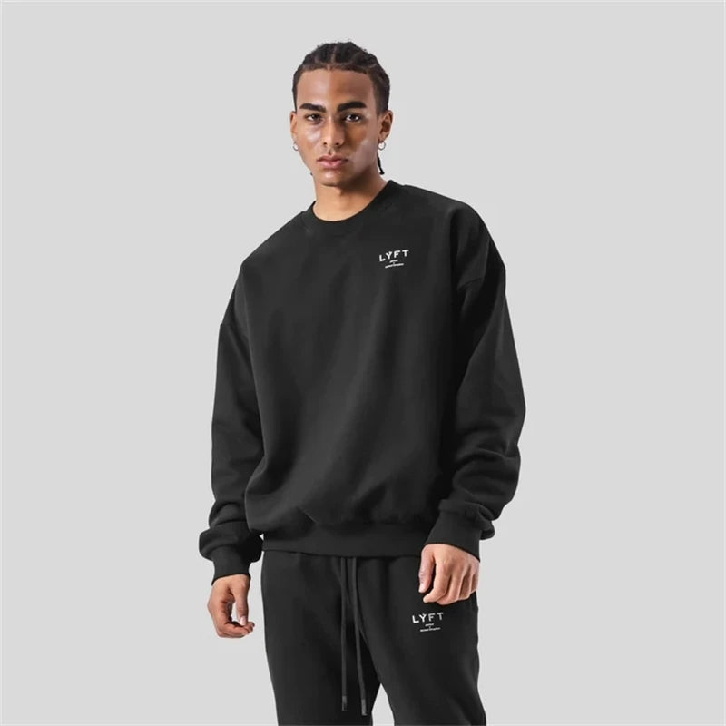 LYFT Classics Small LOGO Autumn Winter New O-neck Fleece Men Sweatshirt Loose Outdoor Sport Cotton Pullovers Multi Color Hoodies