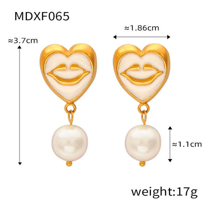 ins Unique Personality Sexy Jewelry Weighted Color Glaze Heart Lip Pendant Titanium Steel Jewelry Set for Women