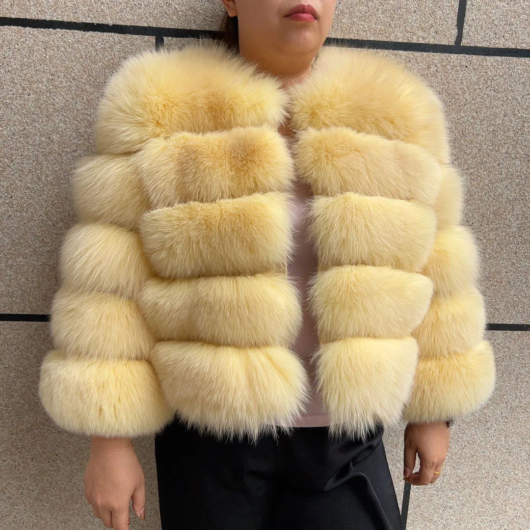New Real fox fur coat women's winter warm 100% natural fur jacket Short Raccoon fur coat women's  high quality hot sale