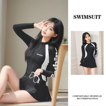 Conservative Swimsuits women's skirt-style Sportswear Slim And Simple Spring women's Racing Swimming Swimsuits