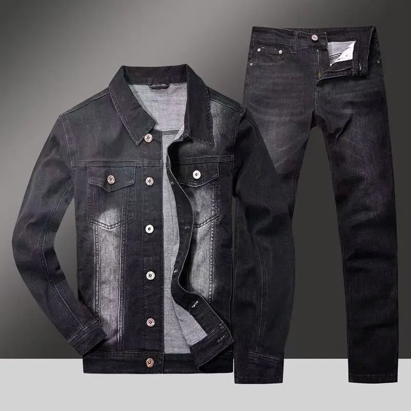 Spring Autumn Men's Denim Suit Loose Korean Trendy Two-Piece Versatile Outerwear Casual Jacket Denim sets