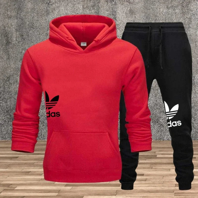 Autumn and winter hooded sweatshirt, pullover and casual pants fitness two-piece men's fashionable jogging sports set