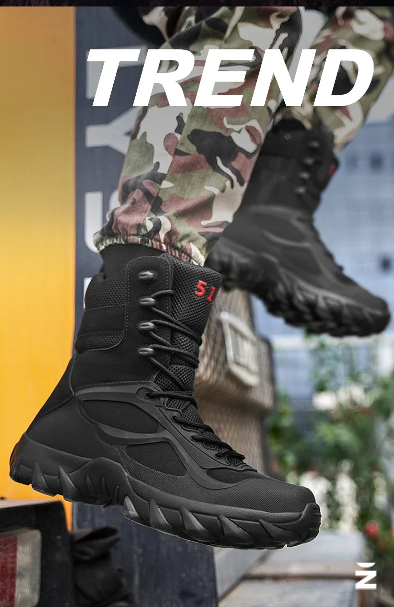 Man Tactical Military Boots Winter Men Work Safty Shoes Special Force Desert Combat Army Boots Outdoor Ankle Hiking Shoes