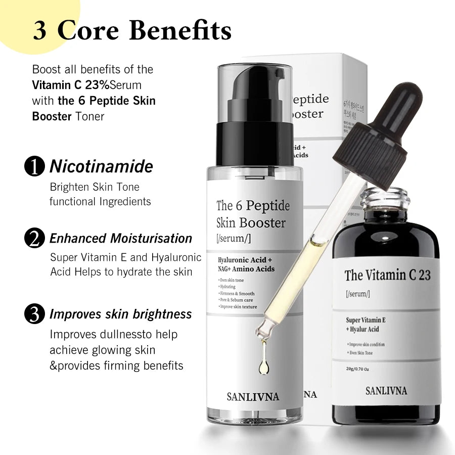 Vitamin C 23% Peptide Enhanced Kit - Improve Dull Skin Tone - Korean Skincare, Vitamin C Serum, Face Serum Kit Anti-Aging