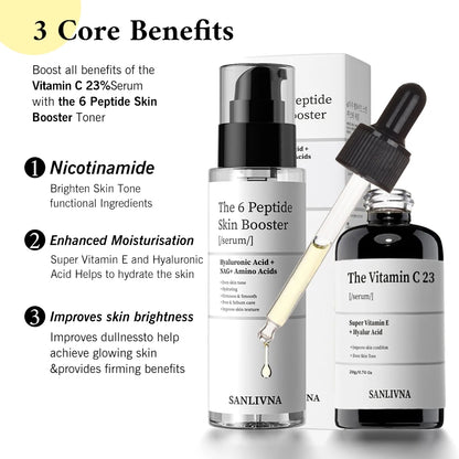 Vitamin C 23% Peptide Enhanced Kit - Improve Dull Skin Tone - Korean Skincare, Vitamin C Serum, Face Serum Kit Anti-Aging