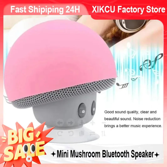 XIKCU Mini Mushroom Bluetooth Speaker Creative Mini Suction Cup Portable Smart Speaker for Phones Cross-border Cartoon Gift