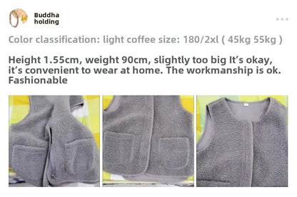 Fashionable Integrated Women's Vest Double Layer Flocking Vest Autumn/Winter Style Jacket Crew Neck Design For All Seasons