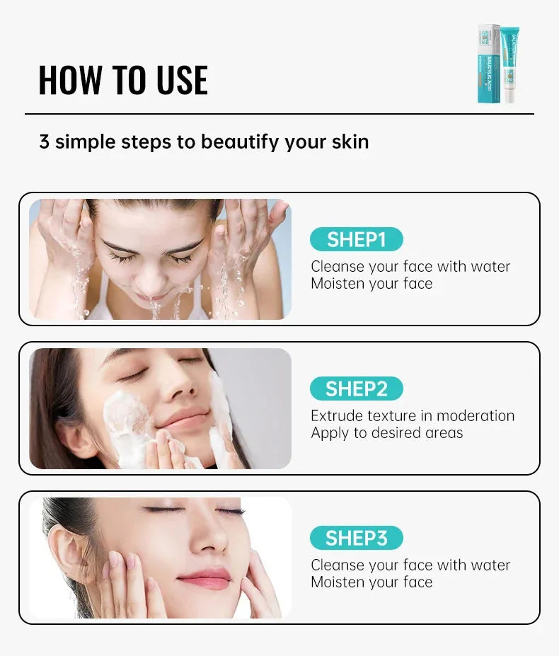 Salicylic Acid Acne Treatment Cream Shrink Pore Remove Blackheads Scars Acne Marks Spots Oil Control Whitening Korean Skin Care