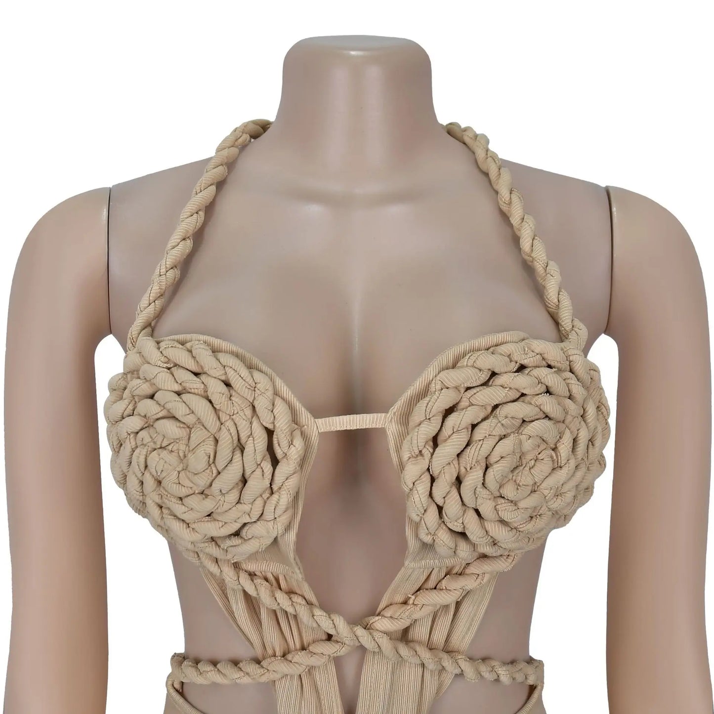 Women's Hollow Out Sleeveless Sexy Knitted Halter Neck Backless Solid Color Dress for Summer 2025