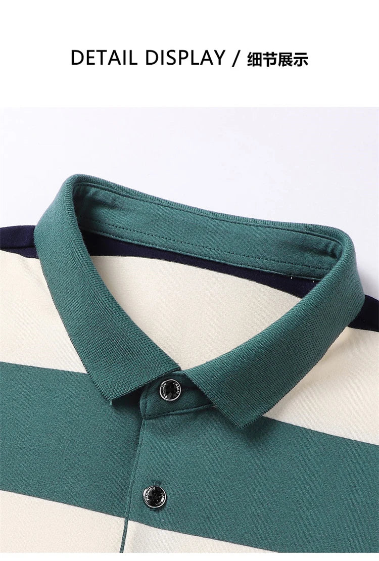 Men'S Classic Striped Polo Shirt Cotton Short Sleeve 2023 Summer Plus Oversize 4XL