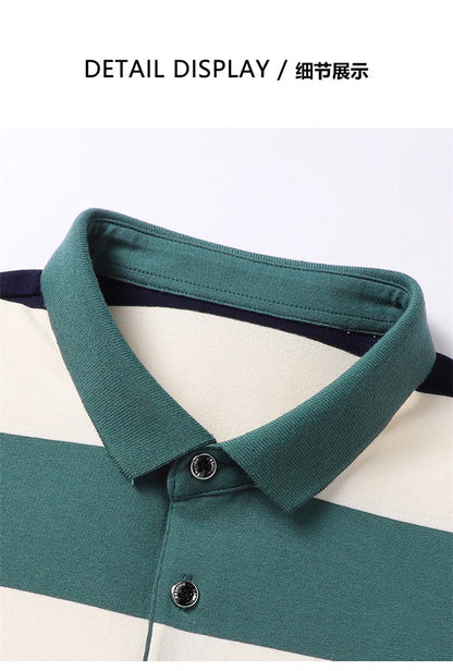 Men'S Classic Striped Polo Shirt Cotton Short Sleeve 2023 Summer Plus Oversize 4XL