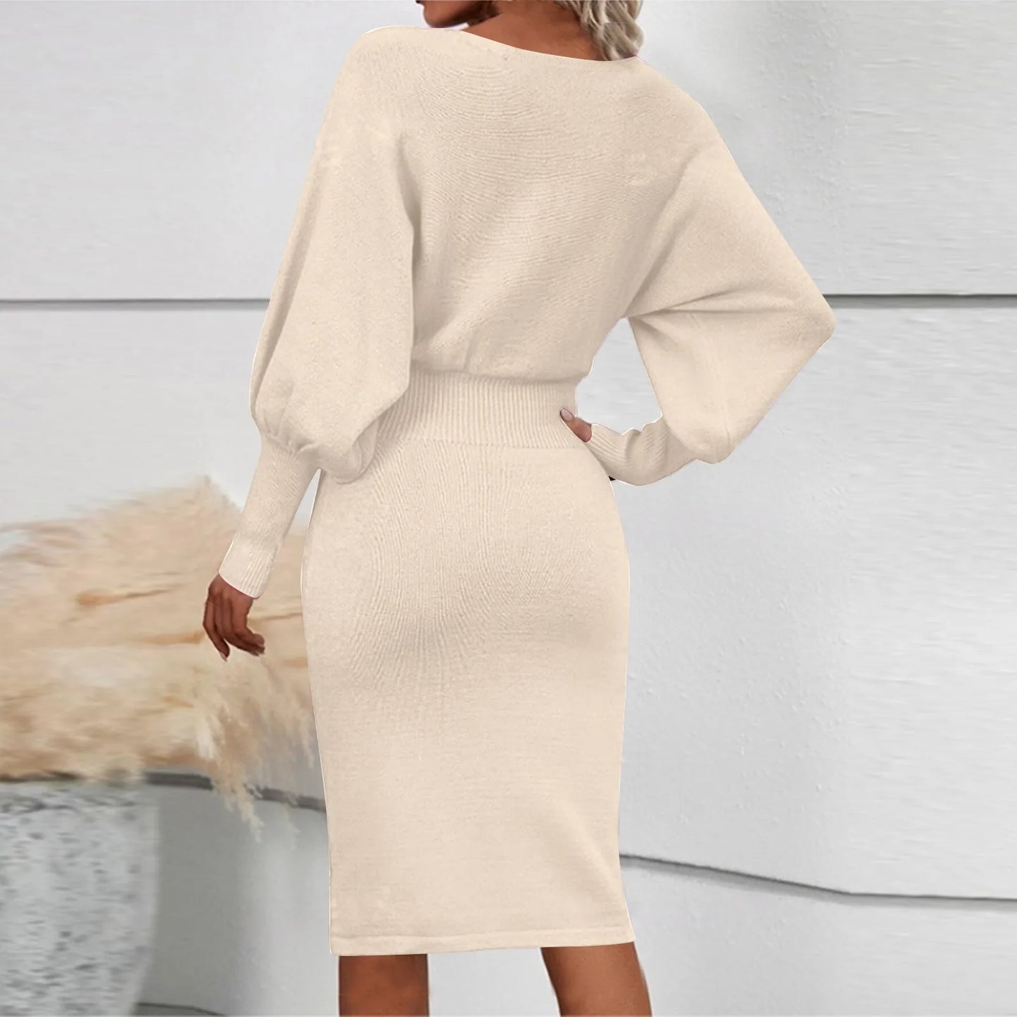 Women Fashion Sexy Slimming Dress Casual Simple Solid Color Bodycon Skirt Female Elegant Temperament Dating Long Sleeve Skirt