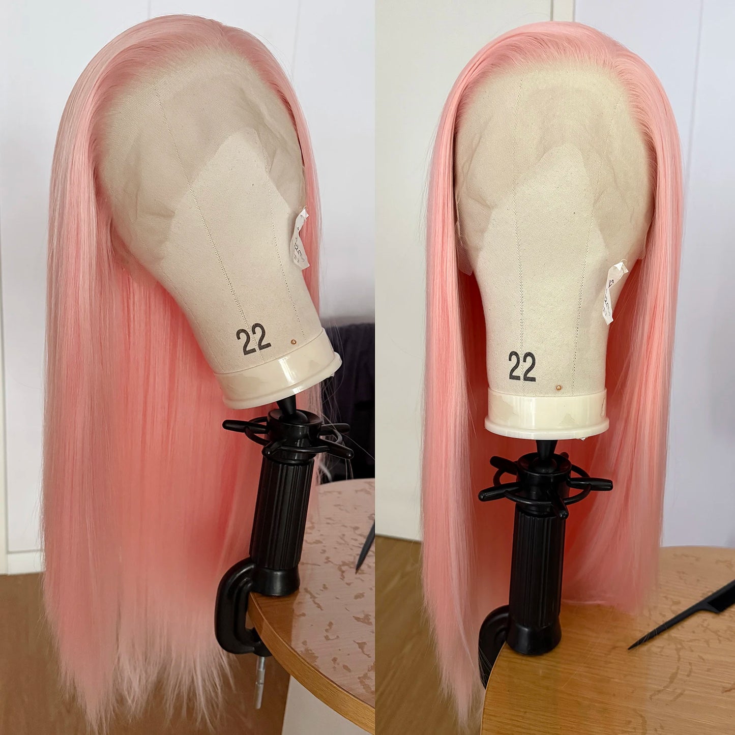 Light Pink Lace Wig 13x4 Long Straight Synthetic Lace Front Wigs for Women Heat Resistant Natural Hairline Daily Cosplay Party