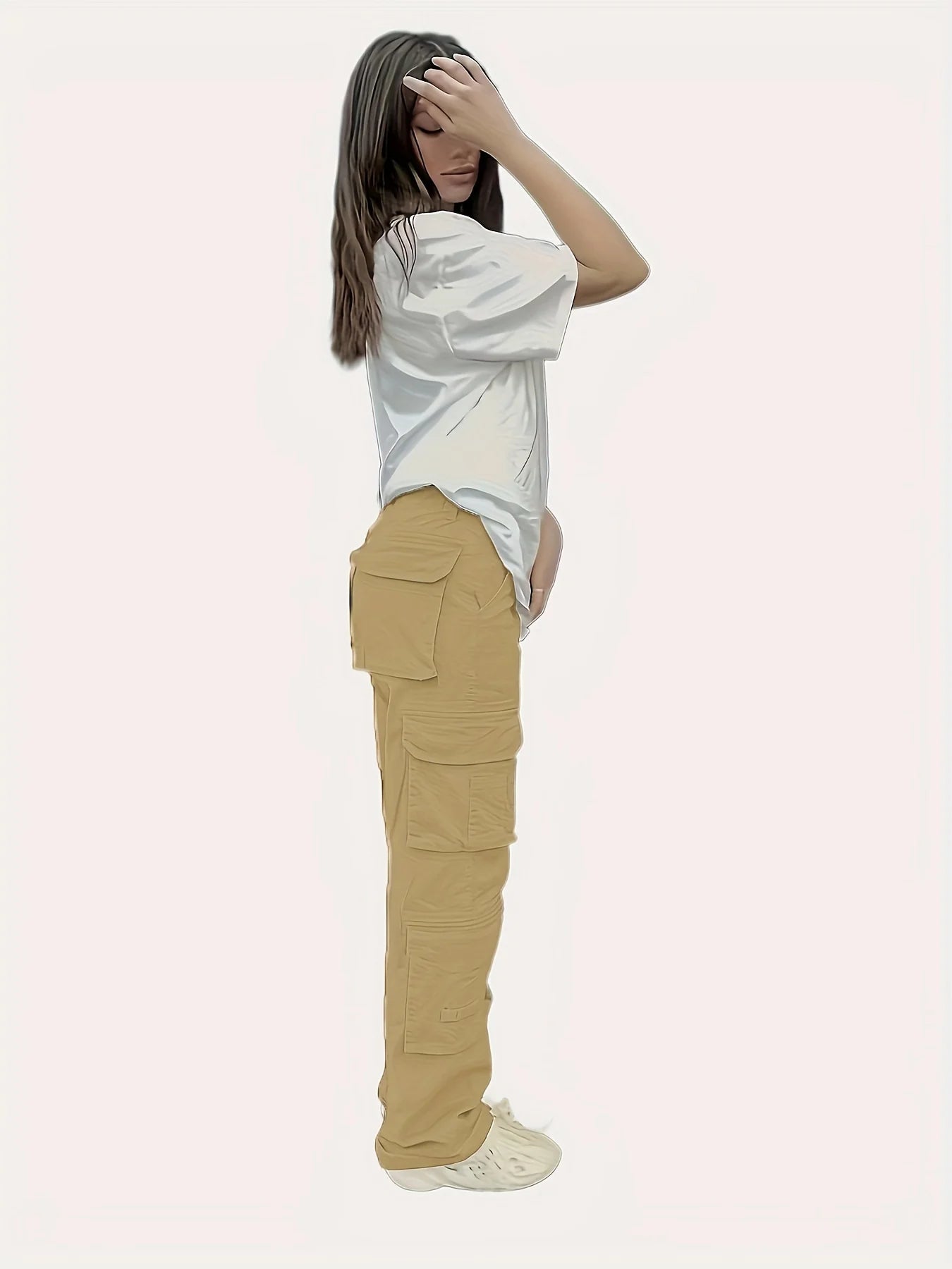 Y2K Boyfriend jeans Women's cargo pants with multiple pockets High-waisted loose straight-leg pants