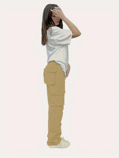 Y2K Boyfriend jeans Women's cargo pants with multiple pockets High-waisted loose straight-leg pants