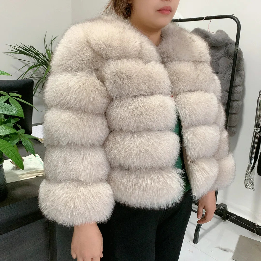 New Real fox fur coat women's winter warm 100% natural fur jacket Short Raccoon fur coat women's  high quality hot sale