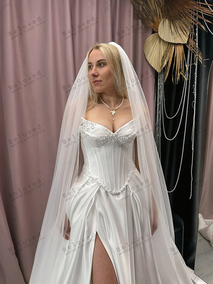 Modern Wedding Dresses Satin Bridal Gowns Elegant Robes For Formal Party Sexy High Slit Dress Vestidos De Novia Customized 2025